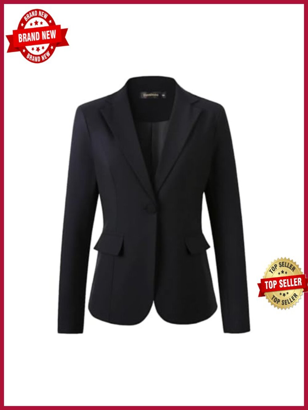 Womens Business Casual One-Button Blazer Long Sleeve Notch Lapel Work Jacket